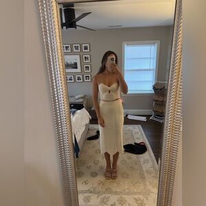 12th Tribe Nita Cream Knit Midi Skirt Size SS